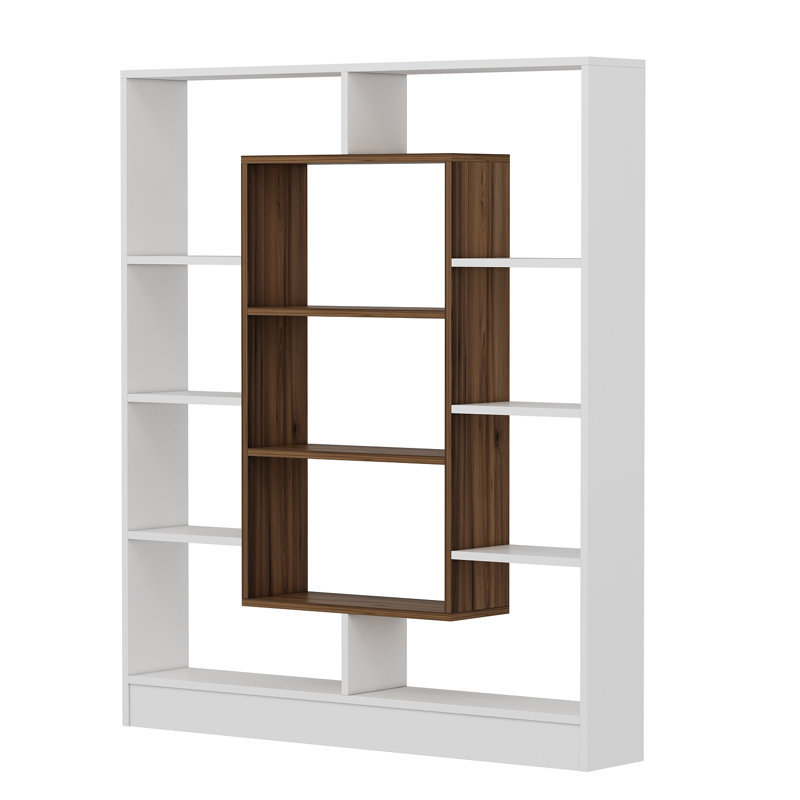 Cilegon 141.8cm H x 130cm W Bookcase, White/Brown