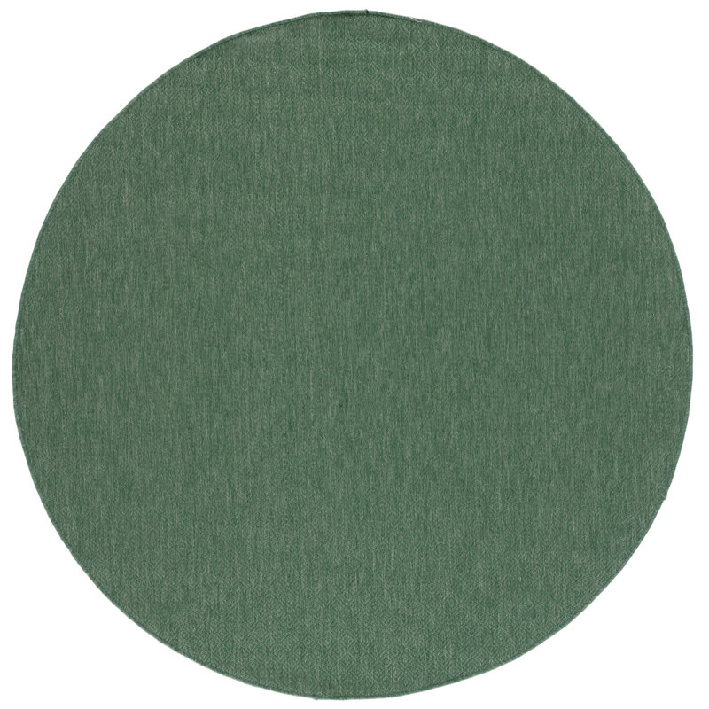 Tapis d'intérieur / extérieur à motif géométrique vert foncé Oppenheim, Rond 6 pi 7 po