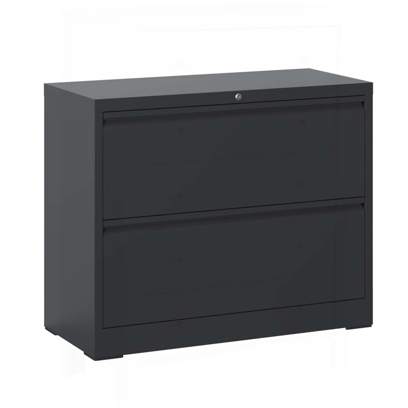 Durable Steel 2-Drawer Lateral File Cabinet with Lock, High-Security Storage for Legal/Letter/A4/F4 Size Documents, Black