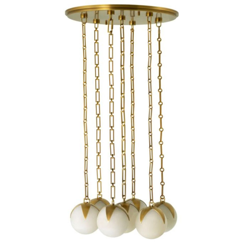 CDJ Chandelier Alesa antique brass finish alabaster, 86.62" H x 19.69" W x 19.69" D, 7