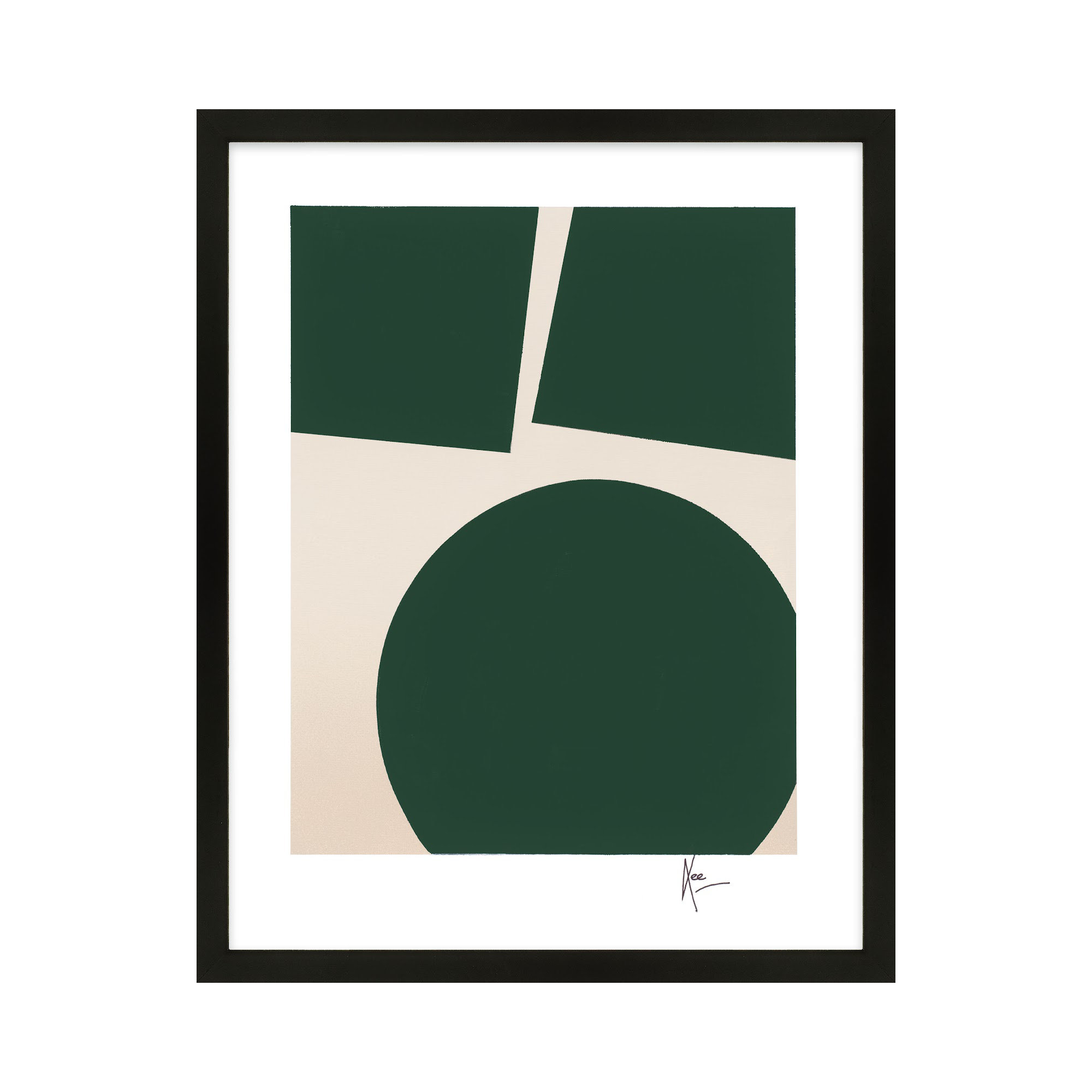You & Me In Green 1 by Lee Lessem, Black, 50" H x 35" W x 1.25" D