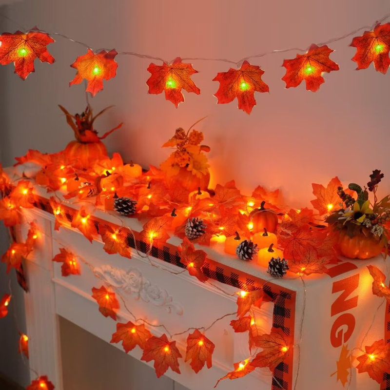Maple Leaf String Lights  Fall Halloween Indoor Decor Waterproof Outdoor Décor For Autumn Festivals