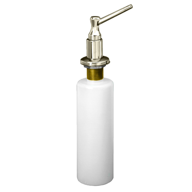 Kitchen Sink Deck Mount Liquid Soap Dispenser with Refillable 12 oz Bottle, Polished Nickel