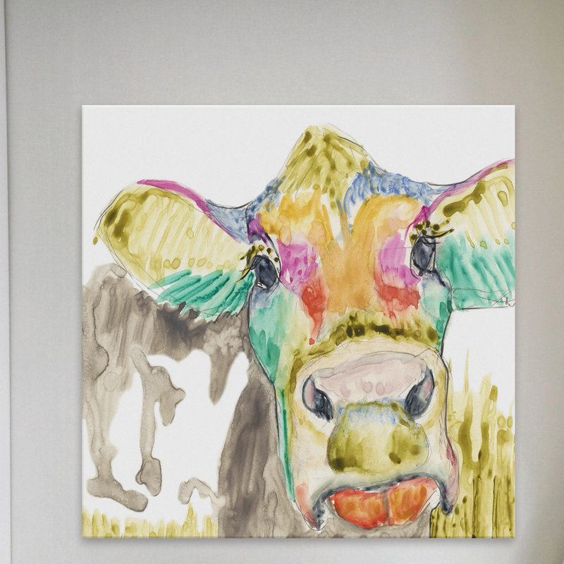 Hifi Cow II - Wrapped Canvas Print, 45cm H x 45cm W