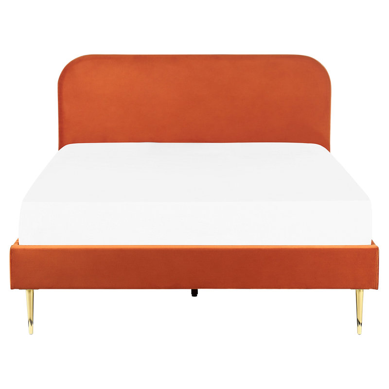 Glaser Upholstered Bed, 160 x 200cm, Orange