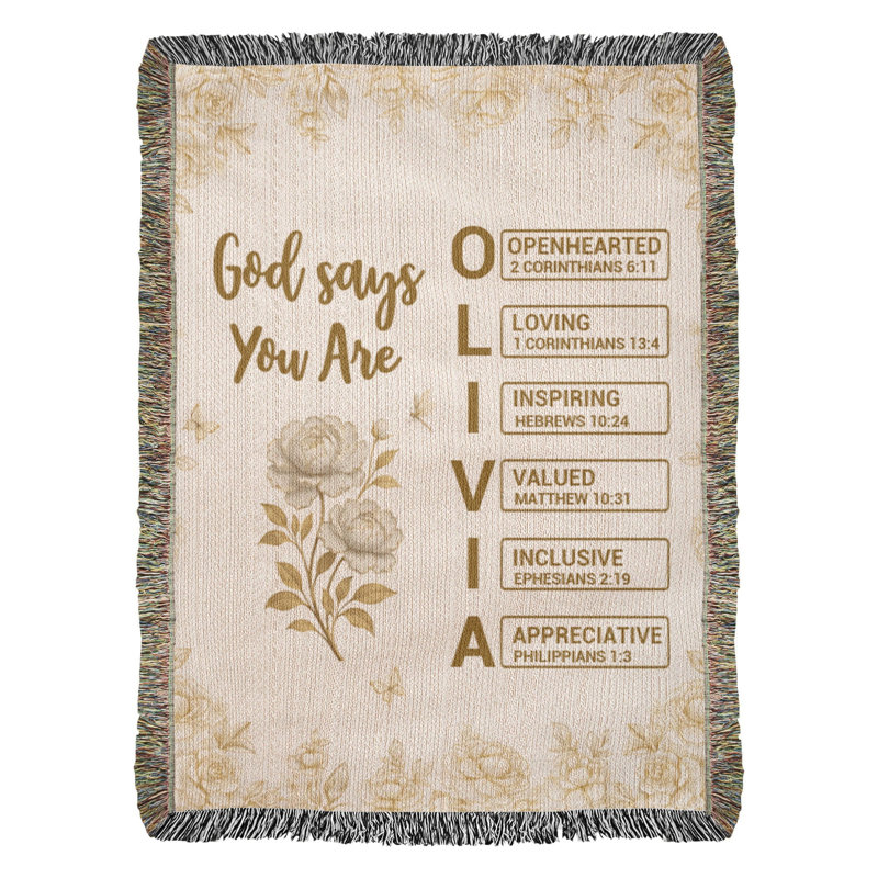 Couverture tissée Christian avec nom personnalisé, 60 po x 80 po