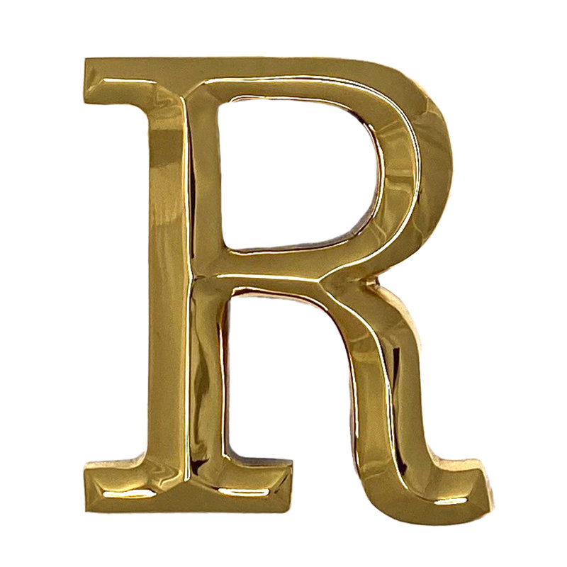 Heurtoir de porte lettre monogramme, Laiton, R
