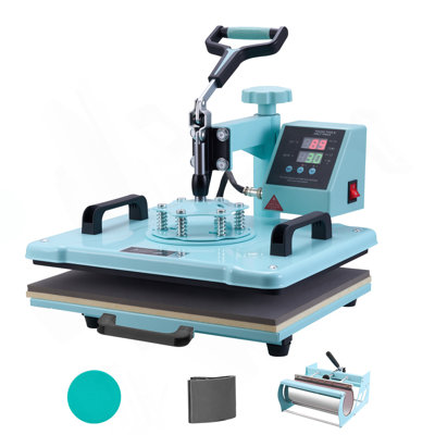 Heat Press Machine 12X15 In 5 In 1 With 30Oz Tumbler Press T-Shirts Mint Green