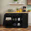 Buffet de rangement multifonctionnel avec porte coulissante, compartiment à poubelle et support à épices à 3 niveaux pour la cuisine et la salle à manger-946682011