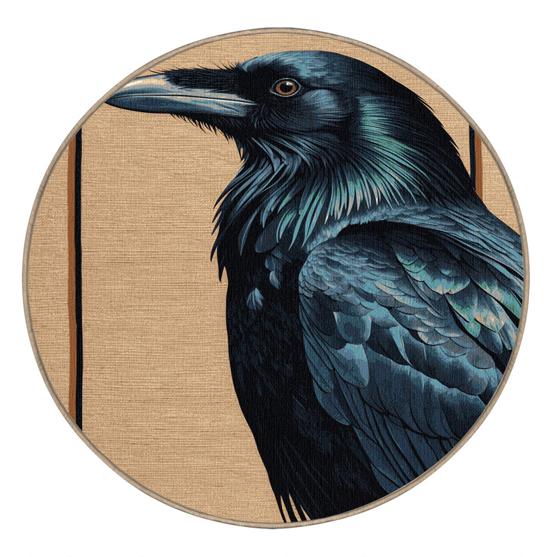  Tapis lavable australien Raven Birds, Rond 3 pi