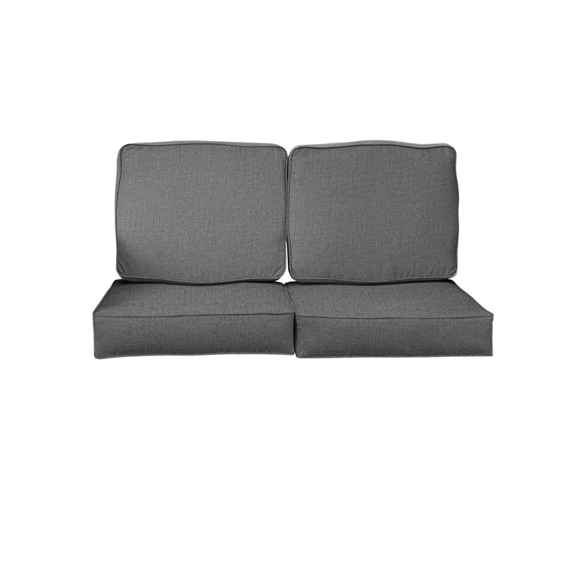 Revive Sunbrella Outdoor 5'' Loveseat Seat / Back Cushion, 23" W x 25" D, Gray