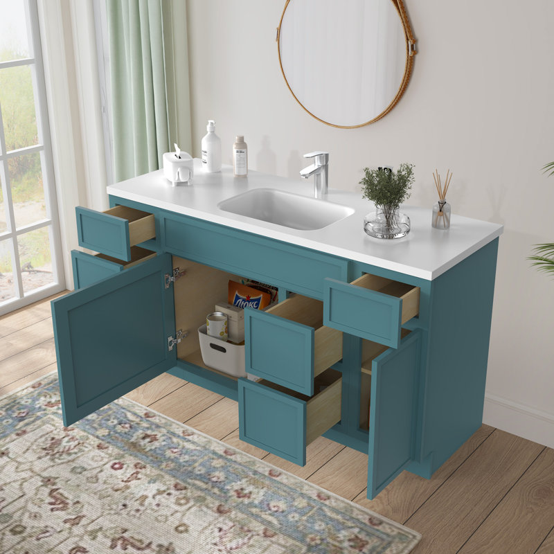 Base de meuble-lavabo simple 60 po seulement, Bleu sarcelle