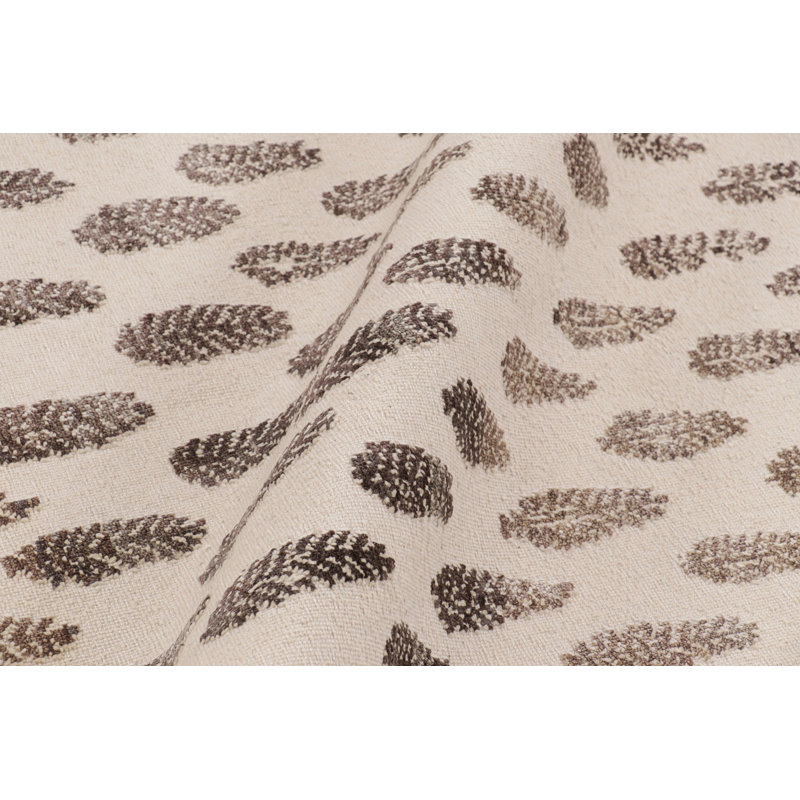 Rug & Kilim’S Modern Block Print Rug In White With Mauve Floral Patterns, Rectangle 5' x 8'