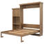 Grand lit escamotable en bois - Lit rabattable peu encombrant avec décor à persiennes et tablettes de rangement multifonction