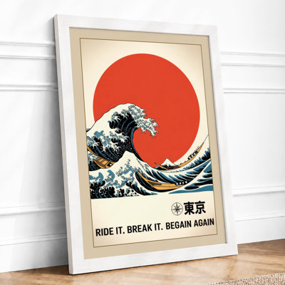 Tokyo Wave Rising Japandi - Framed Print
