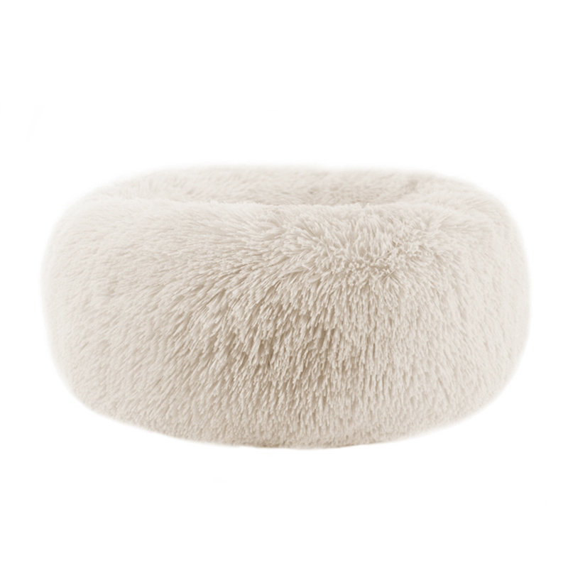 Albury Calming Round Donut Plush Dog Cuddler Bed, 110cm W x 110cm D, White