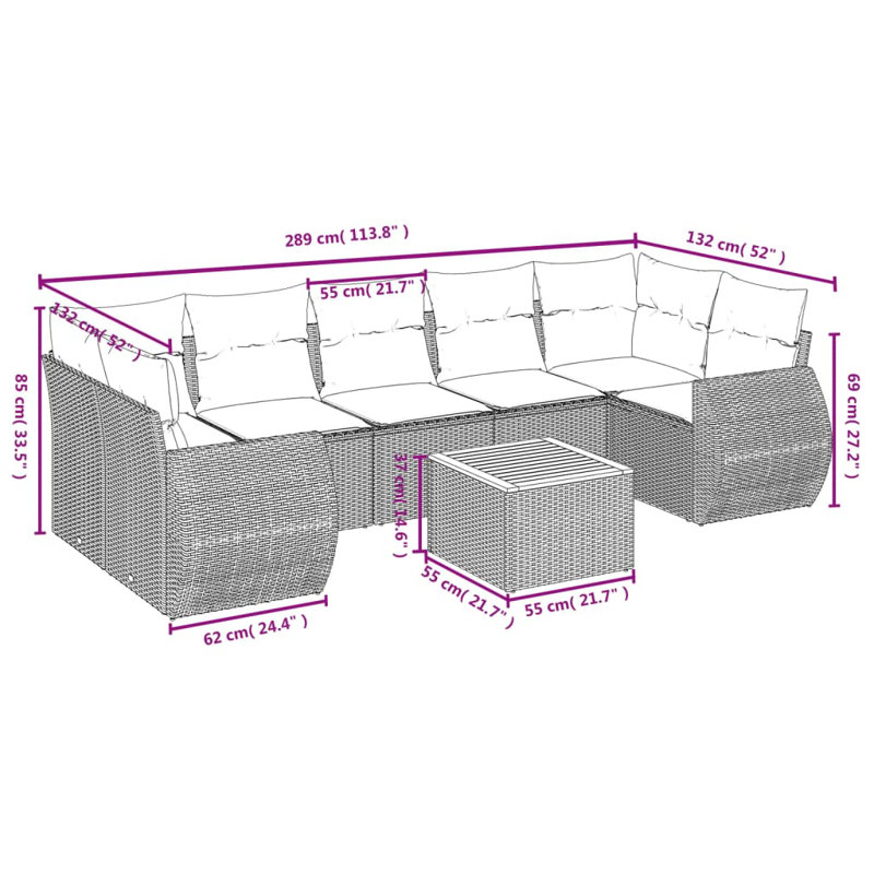 Ensemble de canapé de jardin Vidaxl