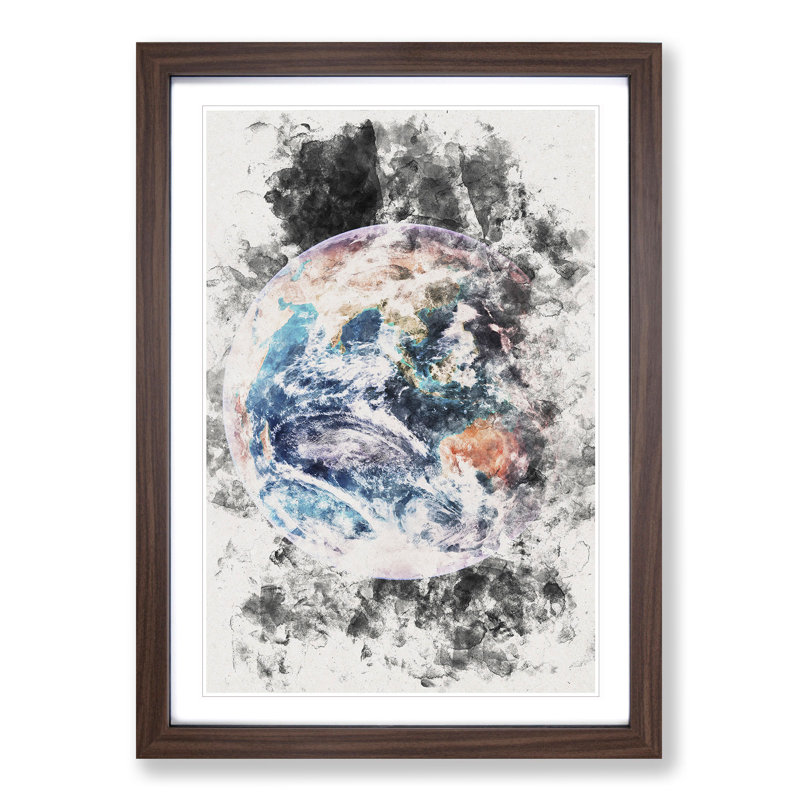 Planet Earth - Picture Frame Painting Print, Walnut Framed, 33cm H x 24cm W x 2cm D