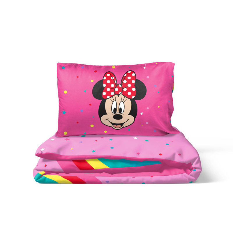 Disney Minnie Mouse Rainbow 100% Cotton Single Duvet Cover Set - Includes 50 x 70 cm Pillowcase