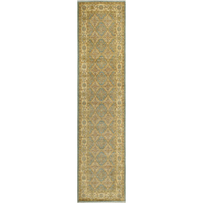 Tapis de couloir Chobi Dwaine fait à la main - gris - beige, 2 pi 7 po x 11 pi 9 po