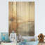 «Modern Coastal Beige and Gold River I», art mural en bois océan côtier sur bois de pin naturel-817828148