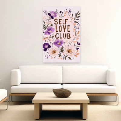 Floral Affirmation Contemporary Lavender Violet Flower Wall Art Print by Treechild - Wrapped Canvas Print