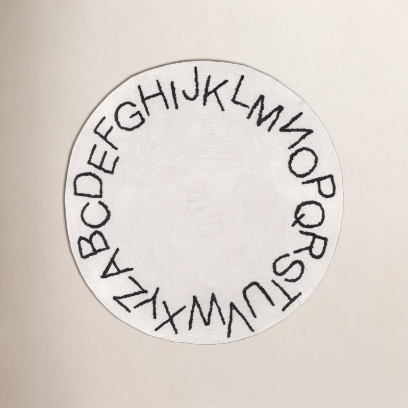 Alphabet SpinCleanhable Rug, Round 6'