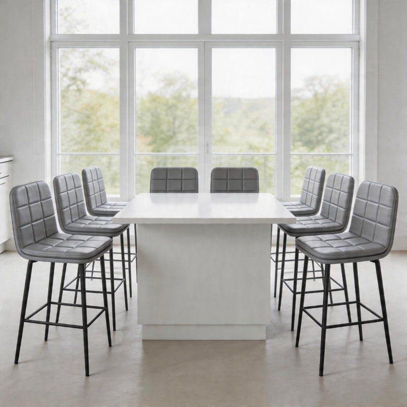 High-End Counter Height Kitchen Bar Stools, 8, Gray