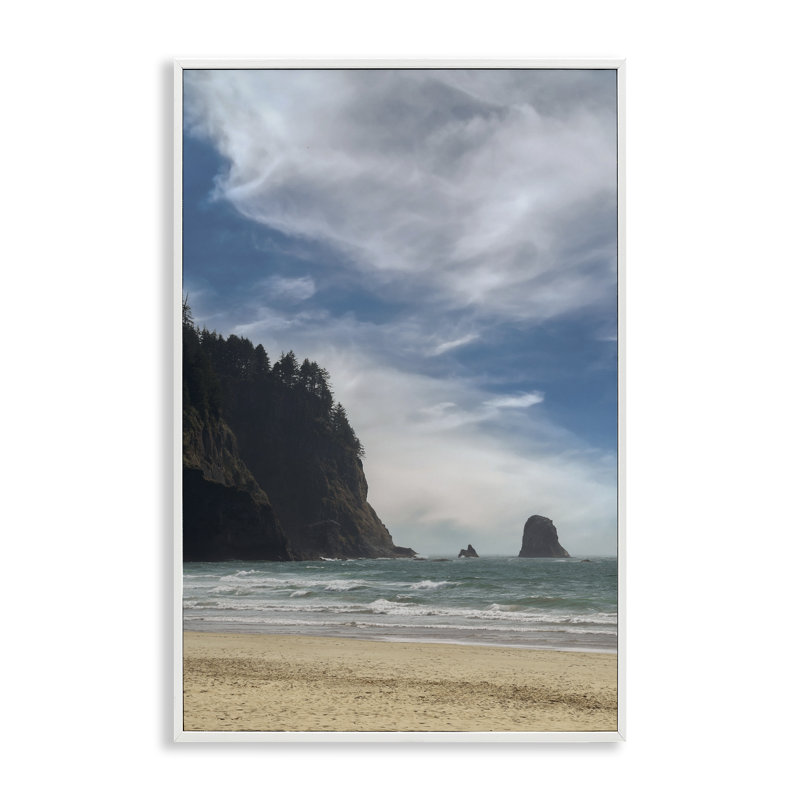 «Ocean Shore with Distant Cliff», art de la giclée encadrée, par Don Schwartz, H 30 po x l 20 po