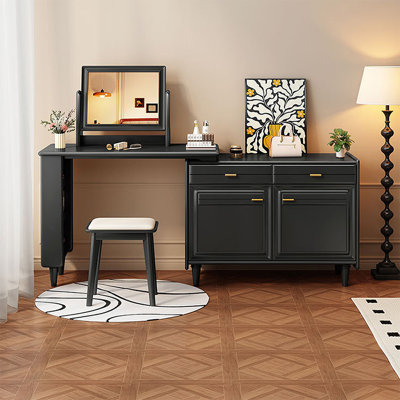 Coiffeuse avec miroir, 2 tiroirs, 1 chaise