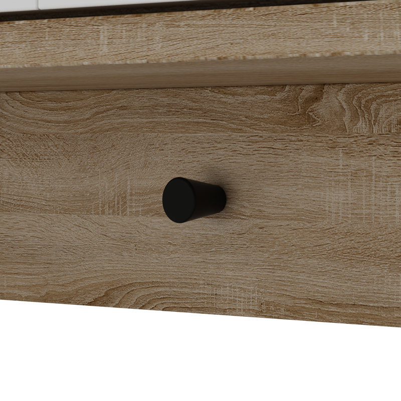Grande armoire à vin organisant le vin avec portes en verre, tiroirs et crochets, Blanc / beige