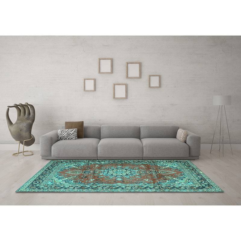 Chierene Performance Oriental Indoor Rug, Square 7'