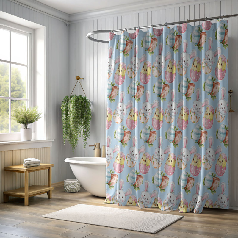 Paques de Pâques - Rideau de douche standard 1 pièce, H 74 po x l 71 po