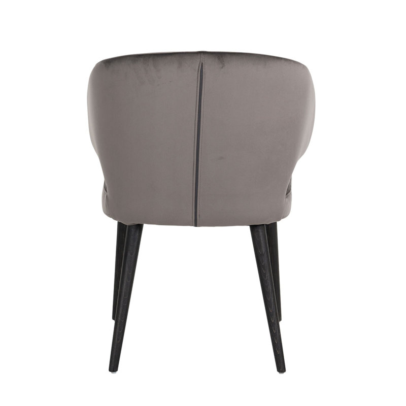 Chaise avec accoudoirs en bois de velours indigo, Dark Grey