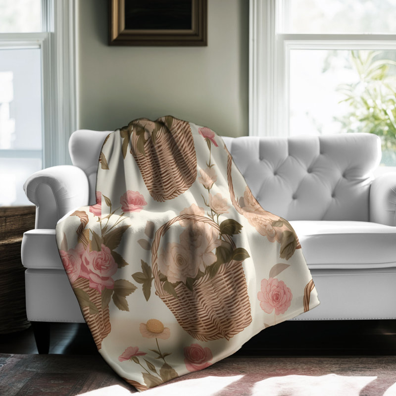 Panier inspiré du jardin - couverture en sherpa de qualité supérieure 1 pièce, Jeté