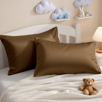 500 Thread Count Egyptian Cotton Sateen Toddler Pillowcases, Envelope Closure Soft Breathable Pillow Covers, 13×18 Inch, 2 Pack