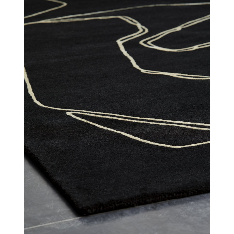 Amalgame Area Rug in Black/White, Rectangle 6'6'' x 9'10''