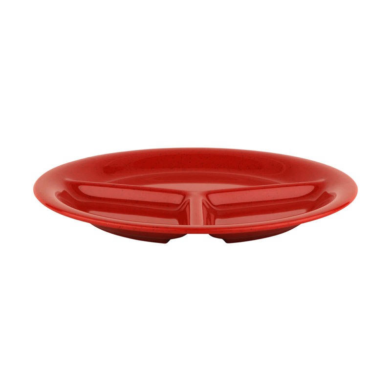 Assiette plate à 3 compartiments en mélamine GET CP-10-RSP, 10,25 po, rouge (ensemble de 12)