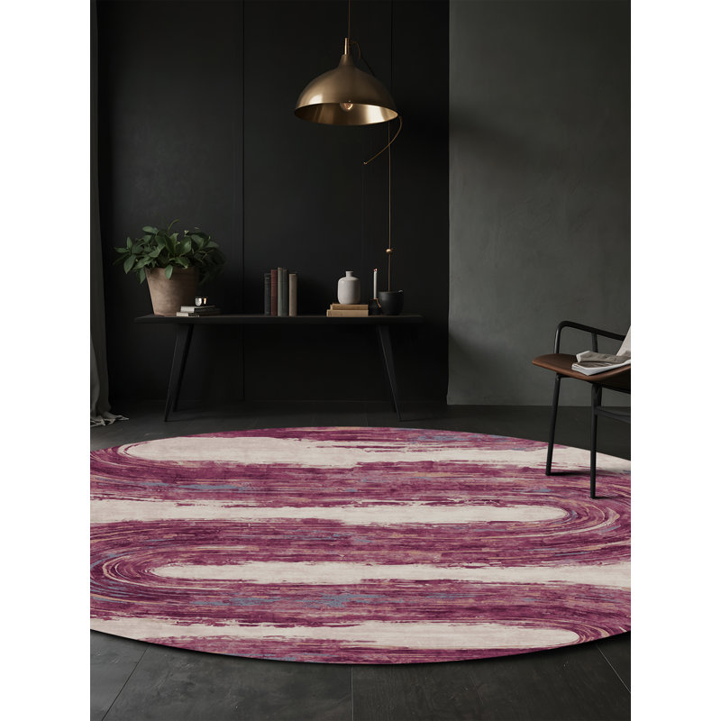 Tapis rouge soyeux et moelleux, Rond 7 pi