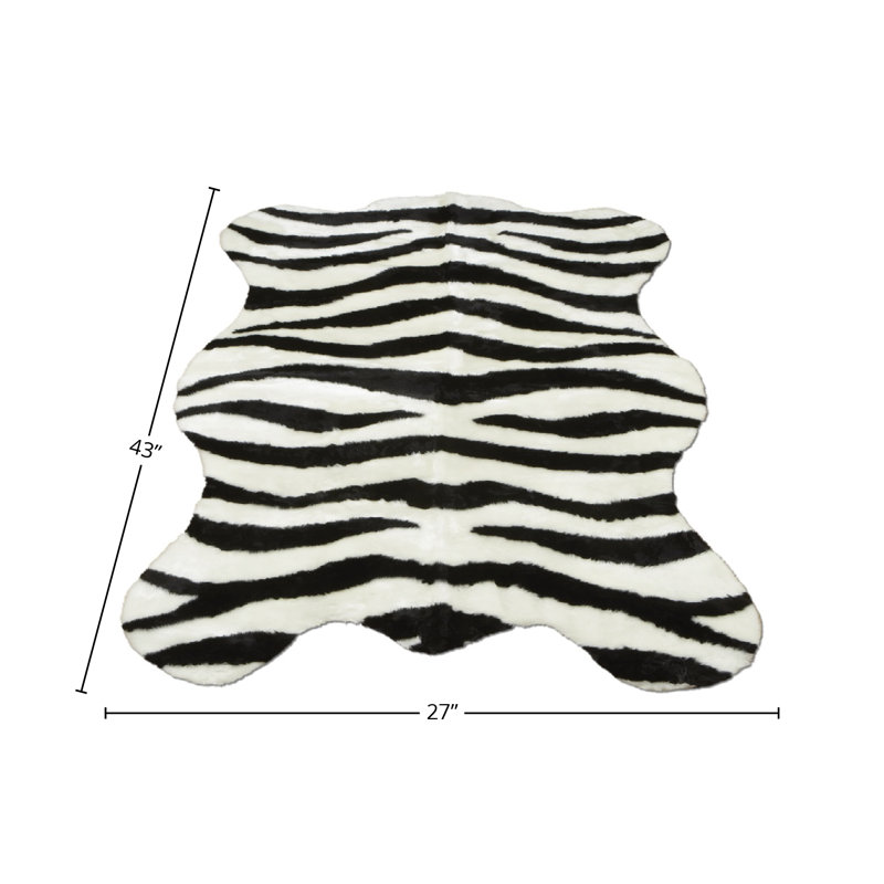 Tapis en fausse fourrure Zebra, Rectangle 2 pi 3 po x 3 pi 8 po