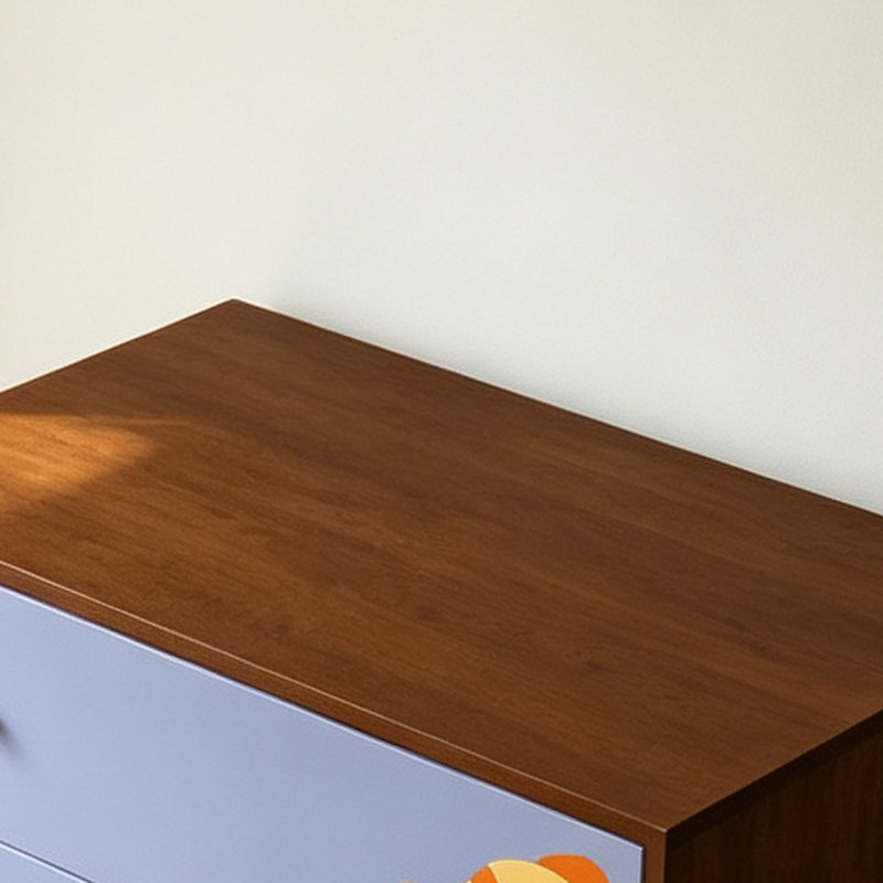 Armoire de rangement française à 5 tiroirs en bois massif, Walnut