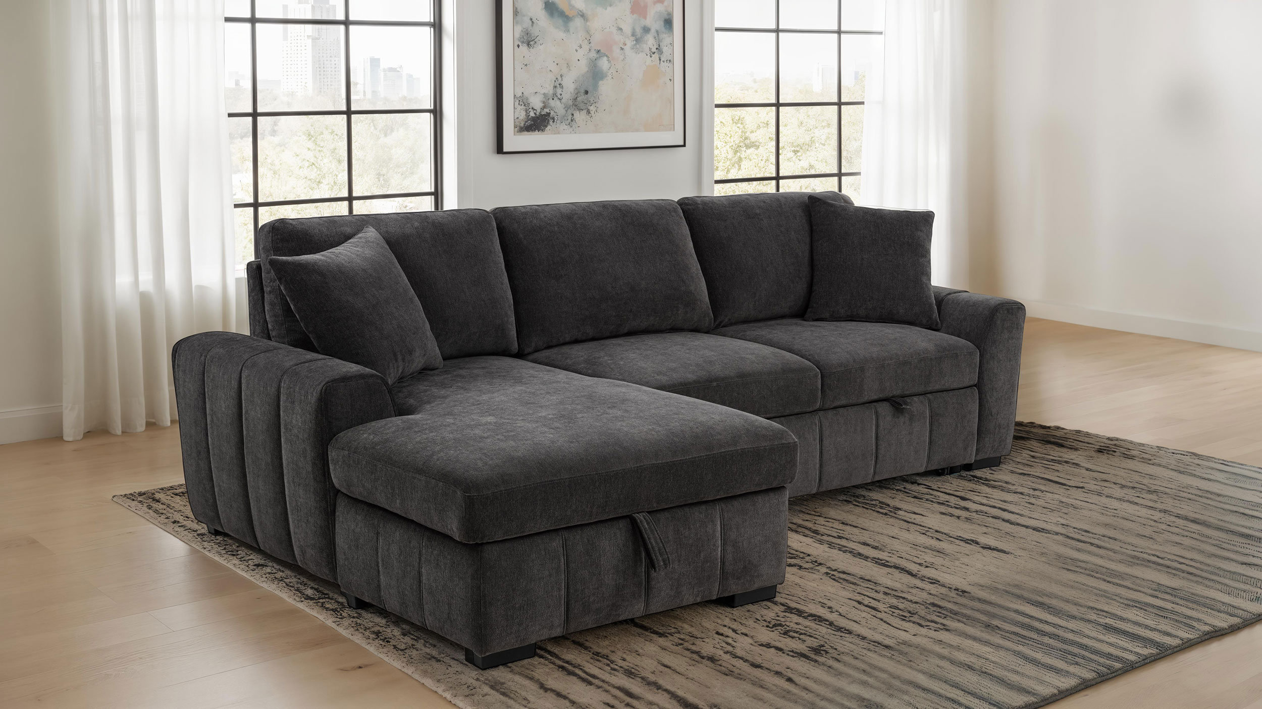 Latitude Run® Safia Upholstered Sleeper Sectional Sofa LAF Chaise | Wayfair