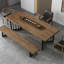 Table de salle à manger rectangulaire en bois massif Nut-Brown-1000314979