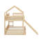 Lit superposé avec glissade et échelle intégrée, structure de lit superposé avec plancher en bois et support de lattes-1746450475