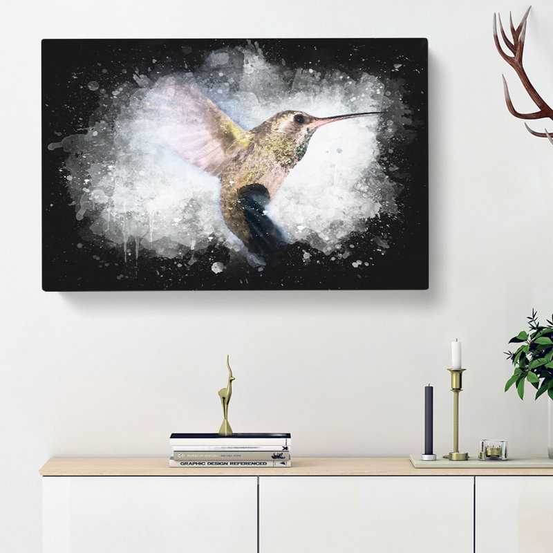 Flying Hummingbird Bird - Wrapped Canvas, 60cm H x 91cm W x 3cm D