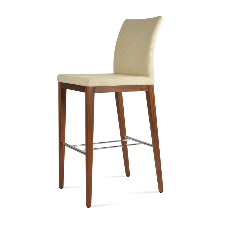 Tabouret de bar et de comptoir Zeyno, Noyer, Tabouret de bar (siège d'une hauteur de 29 po), Bleu royal