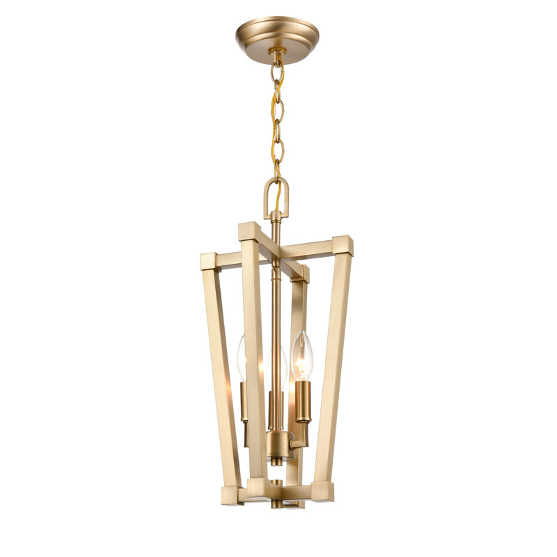 Luminaire suspendu carré à 3 lumières Severn, Or moderne