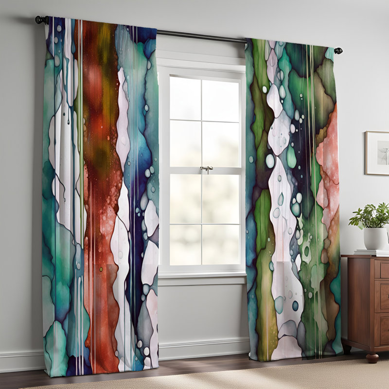 Paire de rideaux semi-transparents en polyester Earlyne, L 40 po x L 52 po