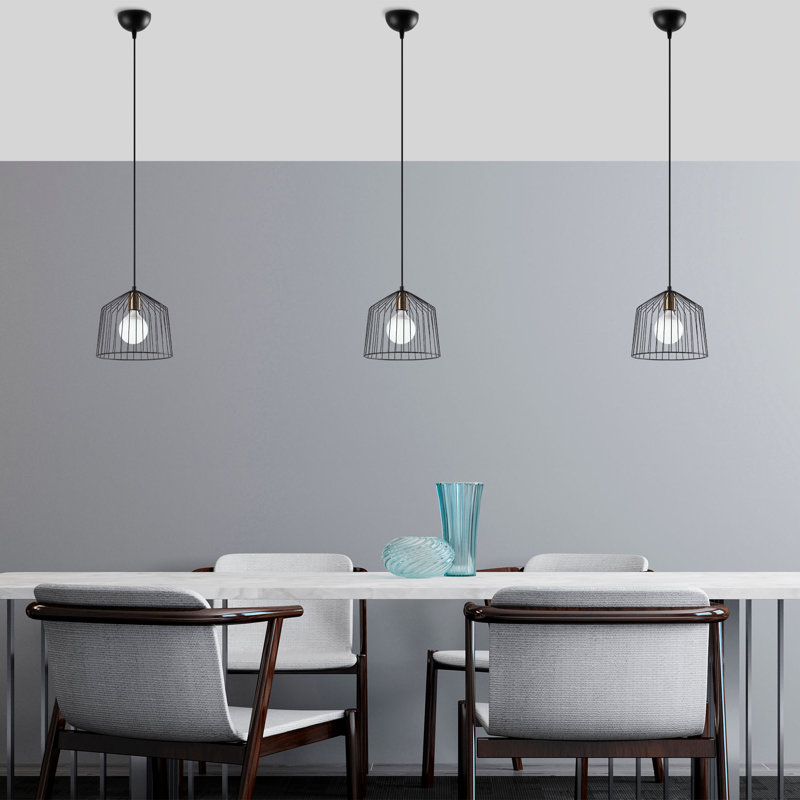 Luminaire suspendu en dome à 1 lumière, Noir