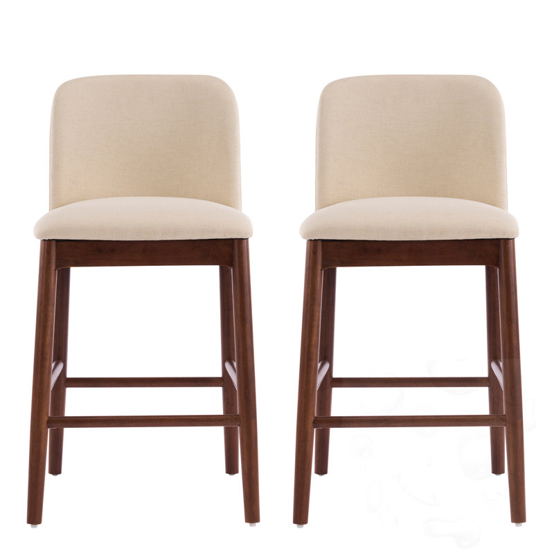 Chaise de bar avec revêtement beige, Noyer foncé